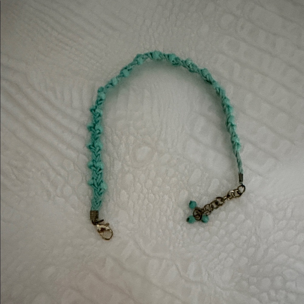 Turquoise Braided Bracelet with Gold Clasp